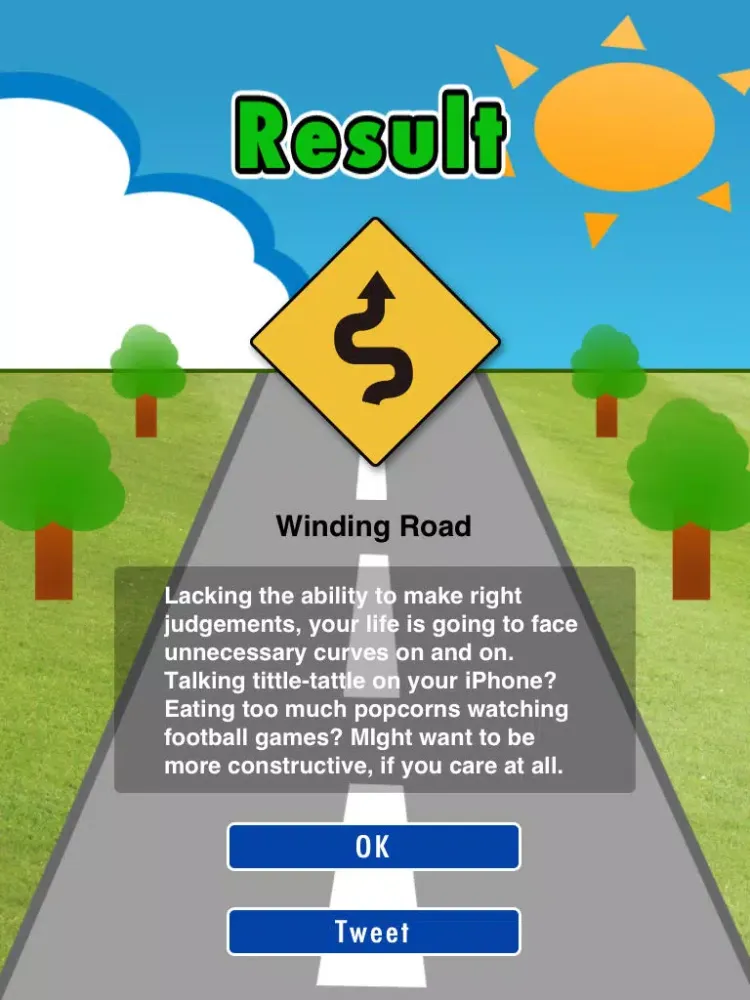 Road Sign Personality Test iPad  Screenshots