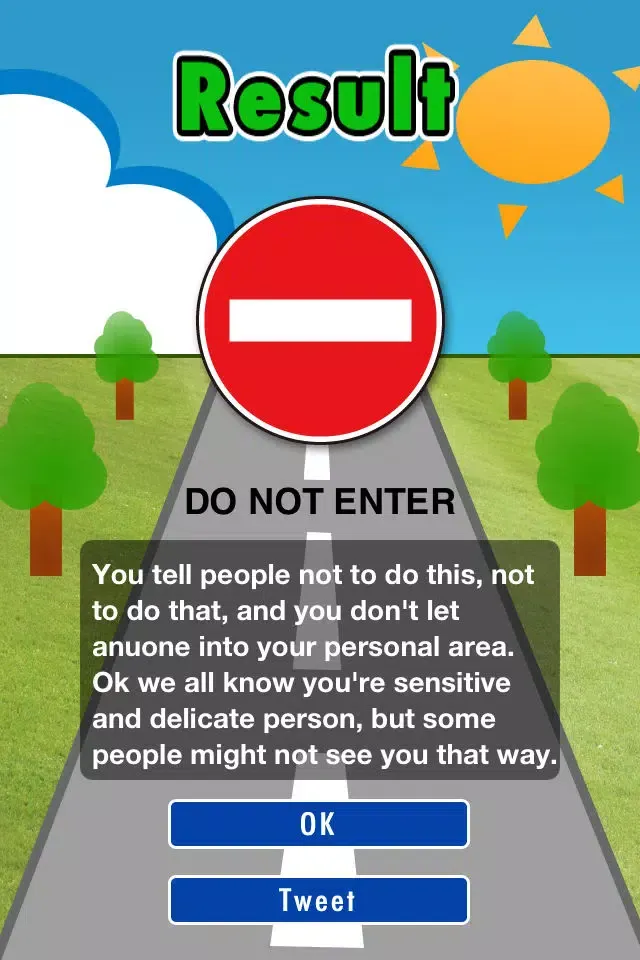 Road Sign Personality Test Screenshots