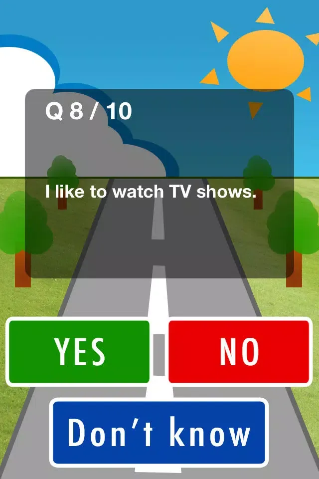 Road Sign Personality Test Screenshots