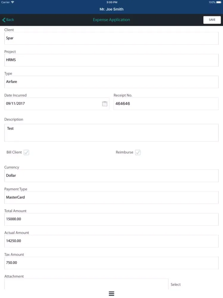 Ảnh chụp màn hình của GSC WebHrms iPad 
