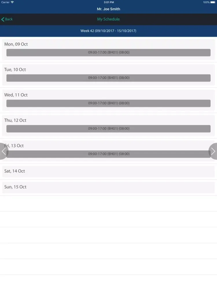 Ảnh chụp màn hình của GSC WebHrms iPad 