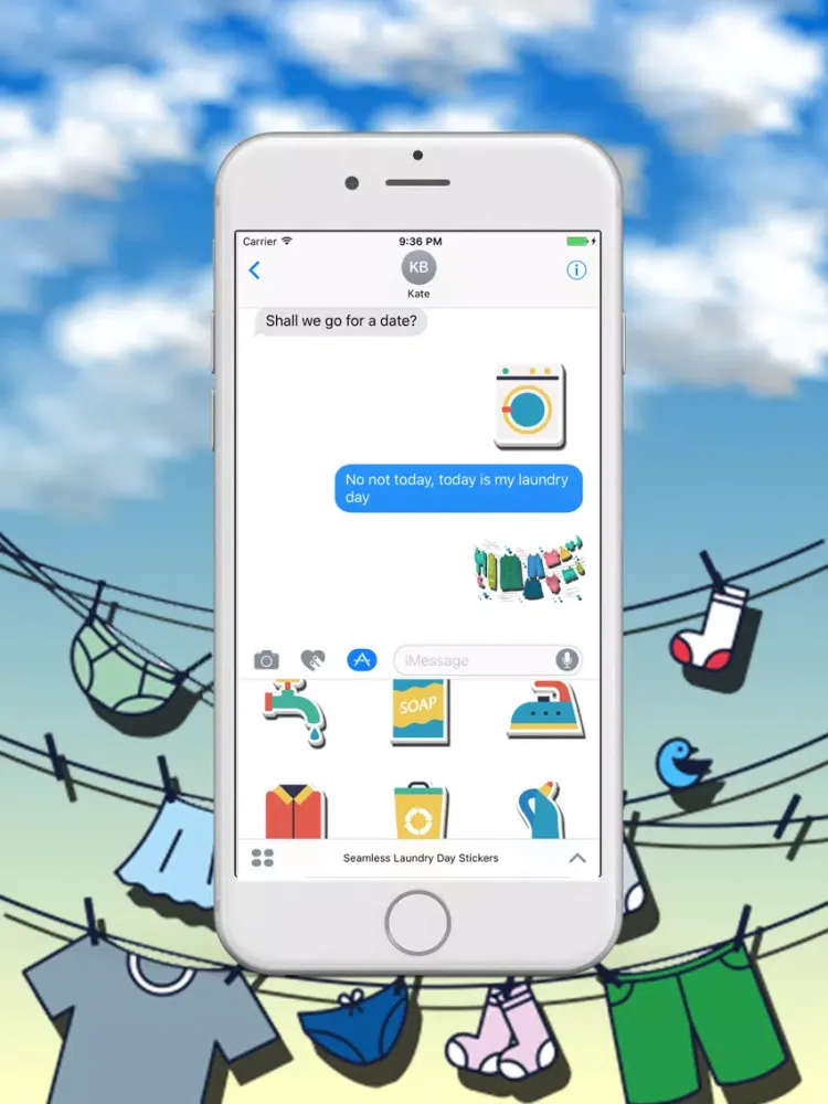 Seamless Laundry Day Stickers iPad  Screenshots
