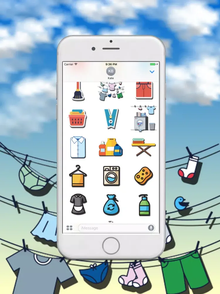 Seamless Laundry Day Stickers iPad  Screenshots