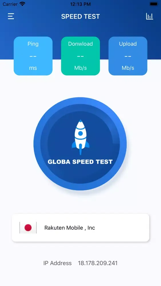 Tangkapan layar GlobalRocket - Speed Test Tool