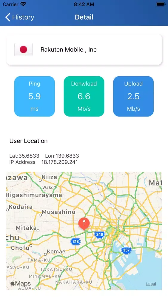 Tangkapan layar GlobalRocket - Speed Test Tool