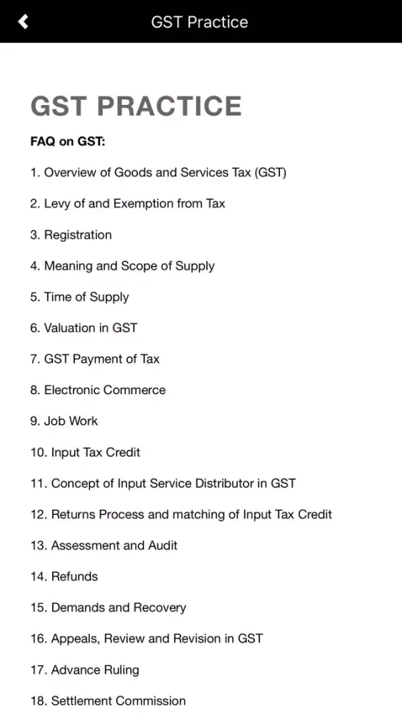 Zrzuty ekranu GST Act Rules Practice India