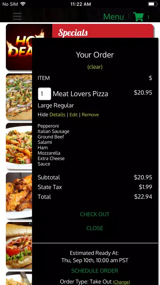Capturas de tela do Joanne's Gourmet Pizza