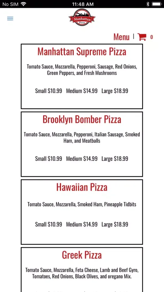 Zrzuty ekranu Manhattan Pizza - Order Online