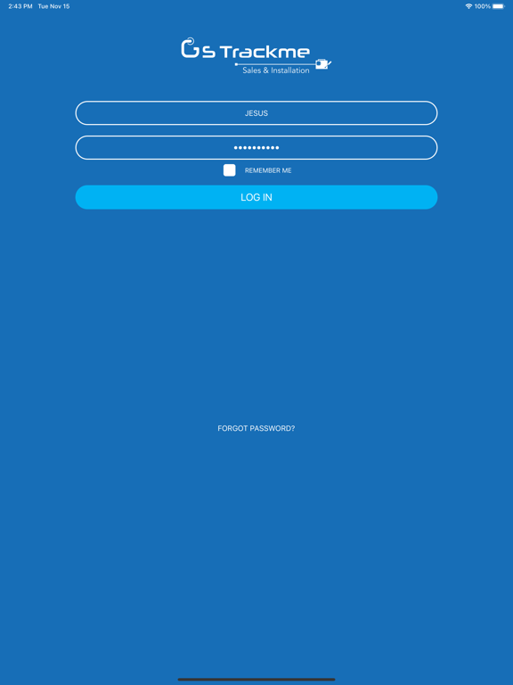 Tangkapan layar GSTrackMe Services iPad 