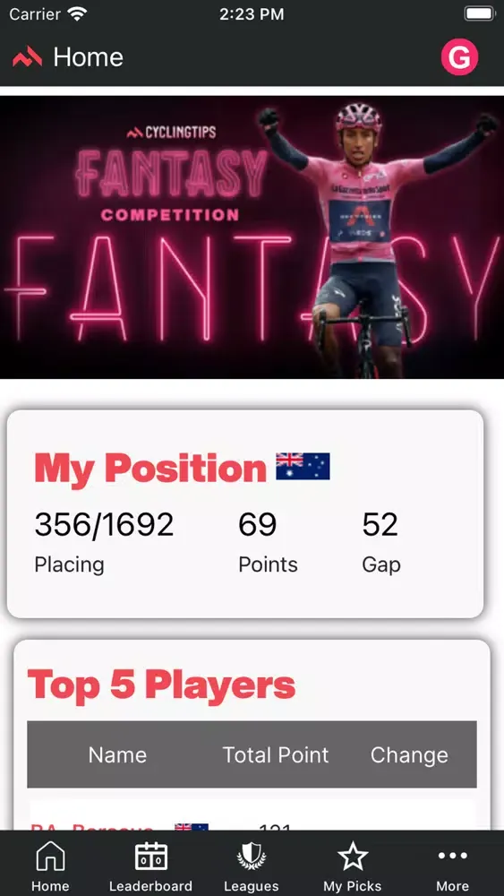 Fantasy CyclingTips スクリーンショット