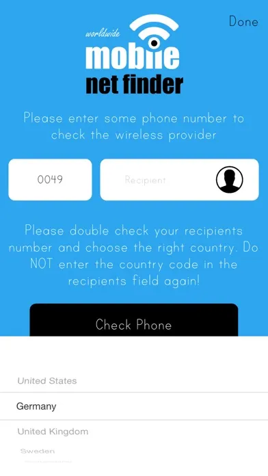 Zrzuty ekranu Mobile Phone Provider Check