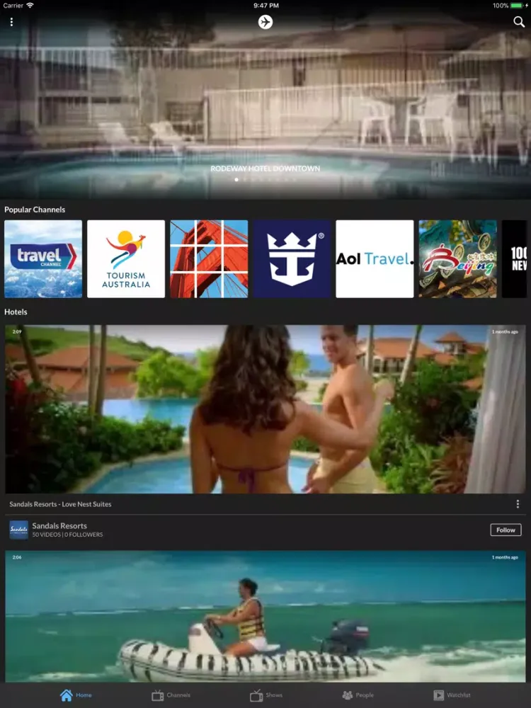 Capturas de tela do JetSet Network iPad 