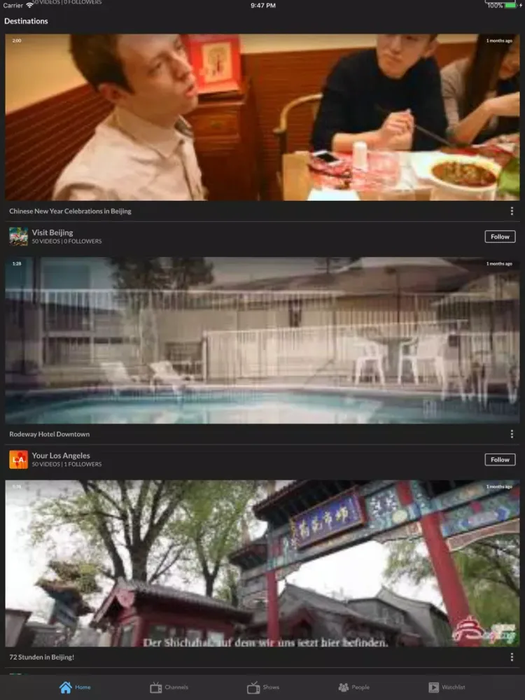 Capturas de tela do JetSet Network iPad 