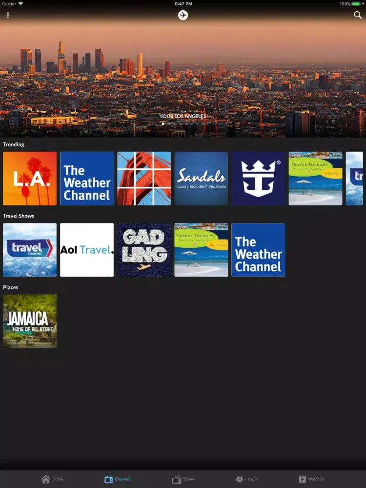 Capturas de tela do JetSet Network iPad 