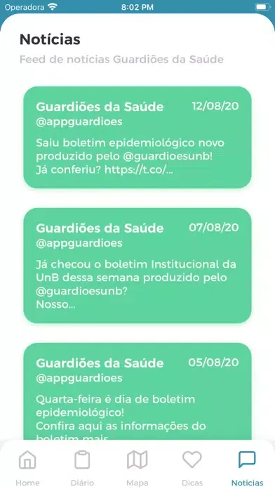 Tangkapan layar Guardiões da Saúde