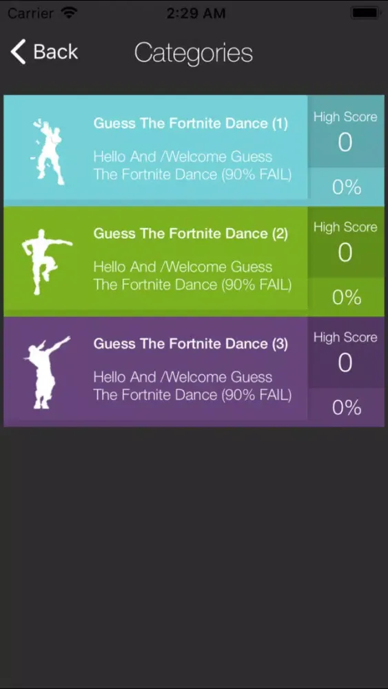 Quiz Dance Emotes For Fortnite سکرین شاٹس