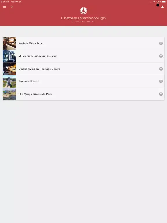 Tangkapan layar Chateau Marlborough iPad 