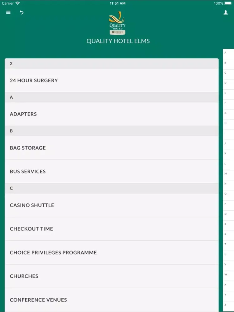 Quality Hotel Elms iPad 應用截圖