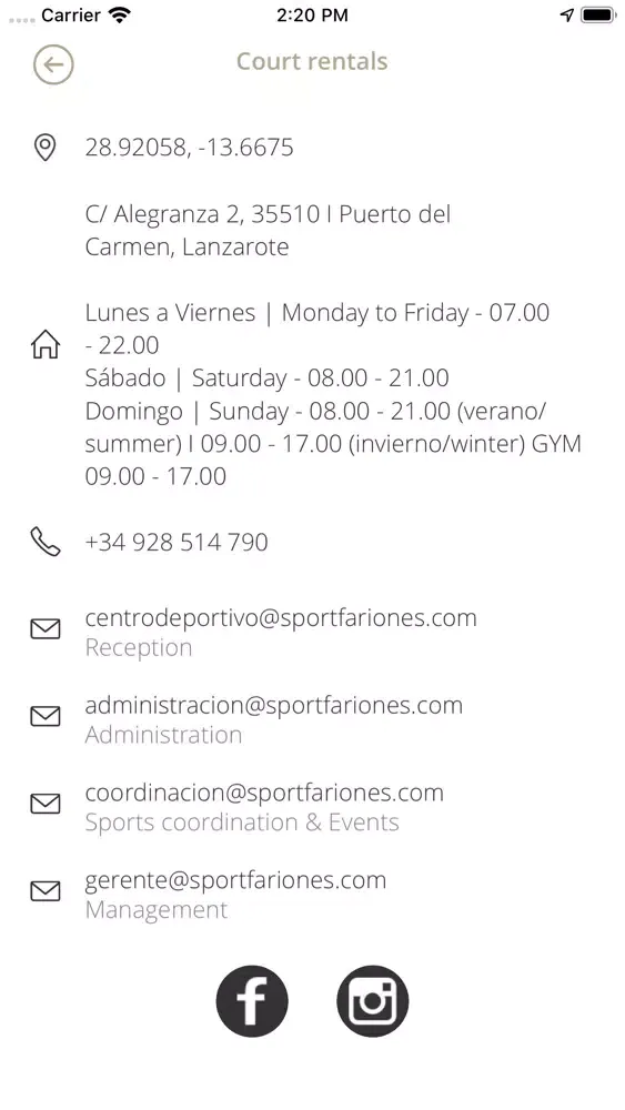 Captures d'écran de Centro Deportivo Fariones