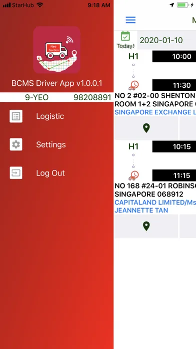 Tangkapan layar BCMS Delivery App
