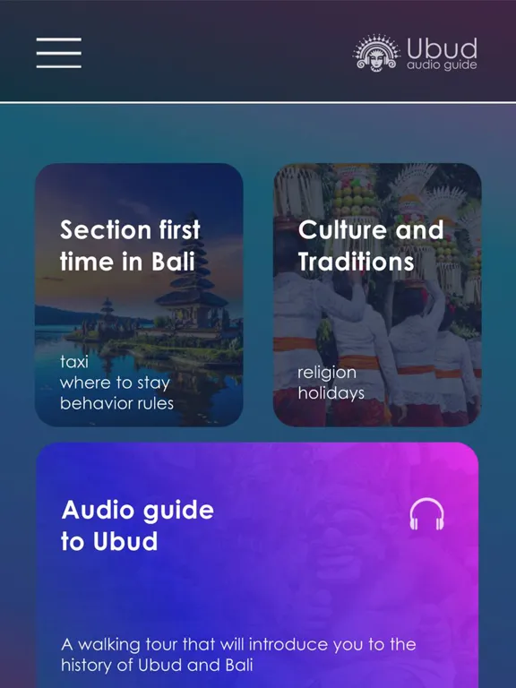 Ubud audio guide iPad  Ekran Görüntüleri