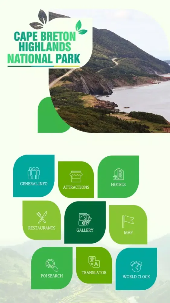 Capturas de tela do Cape Breton Highlands National Park Travel Guide