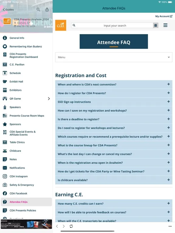 Tangkapan layar California Dental Association iPad 