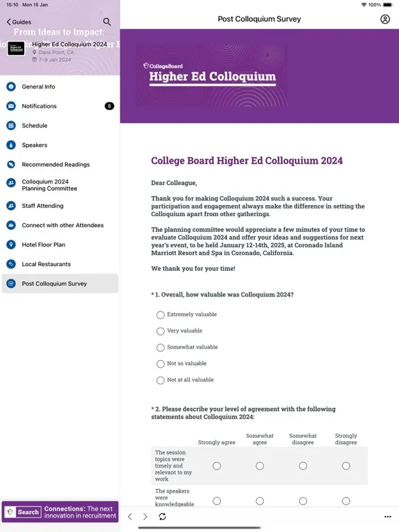Captures d'écran de College Board Events iPad 