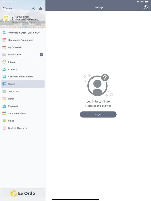 Ảnh chụp màn hình của Ex Ordo iPad 