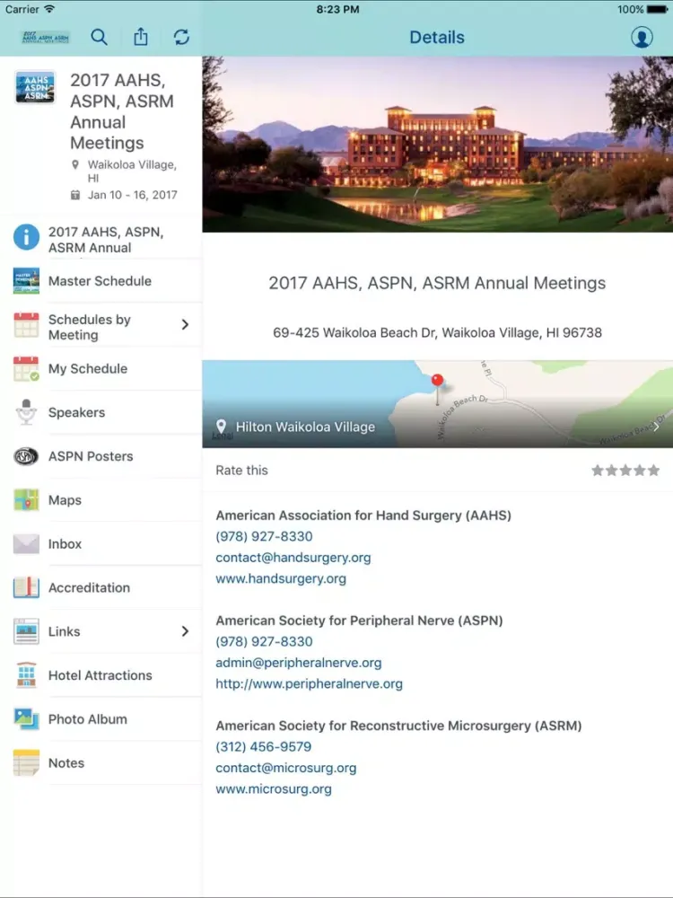 AAHS, ASPN, ASRM, 2017 Meeting iPad  Screenshots