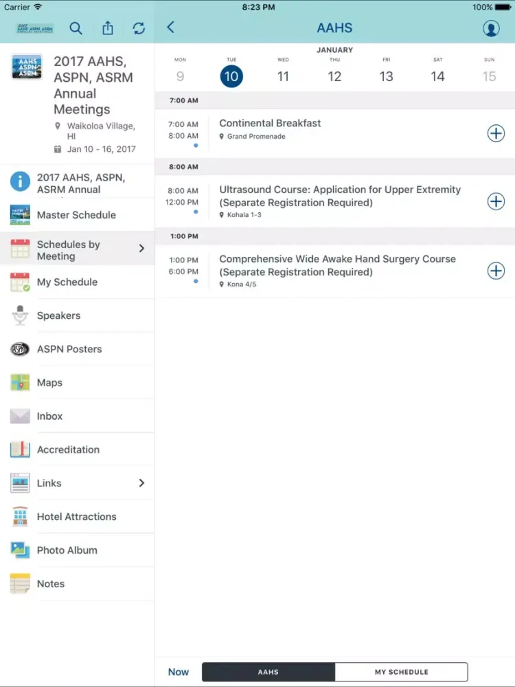 AAHS, ASPN, ASRM, 2017 Meeting iPad  Screenshots