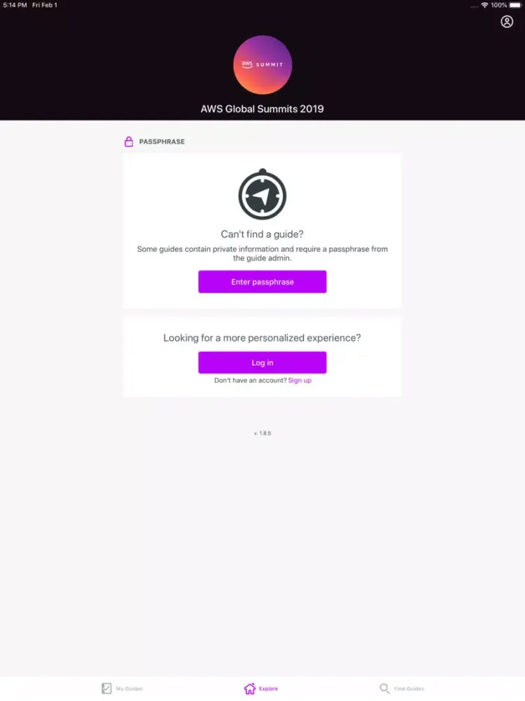 AWS Global Summits iPad  스크린샷