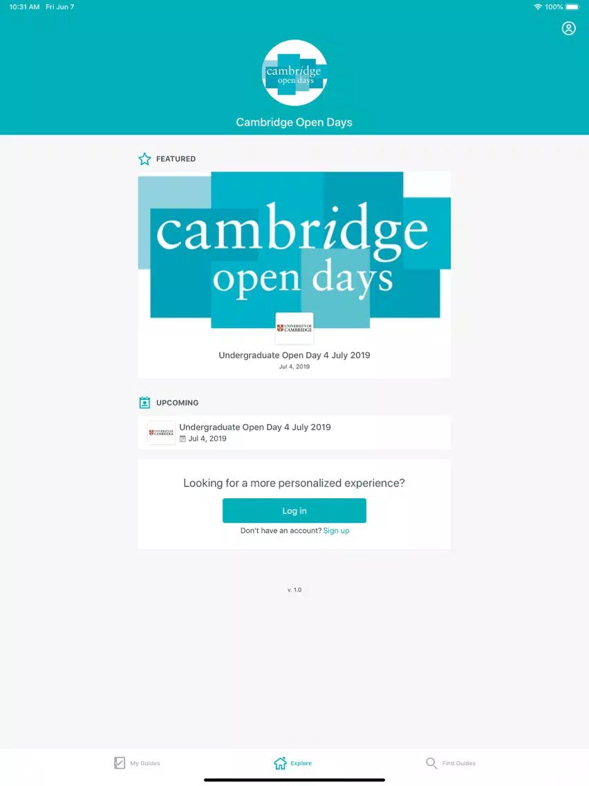 ภาพหน้าจอของ Cambridge Open Days iPad 