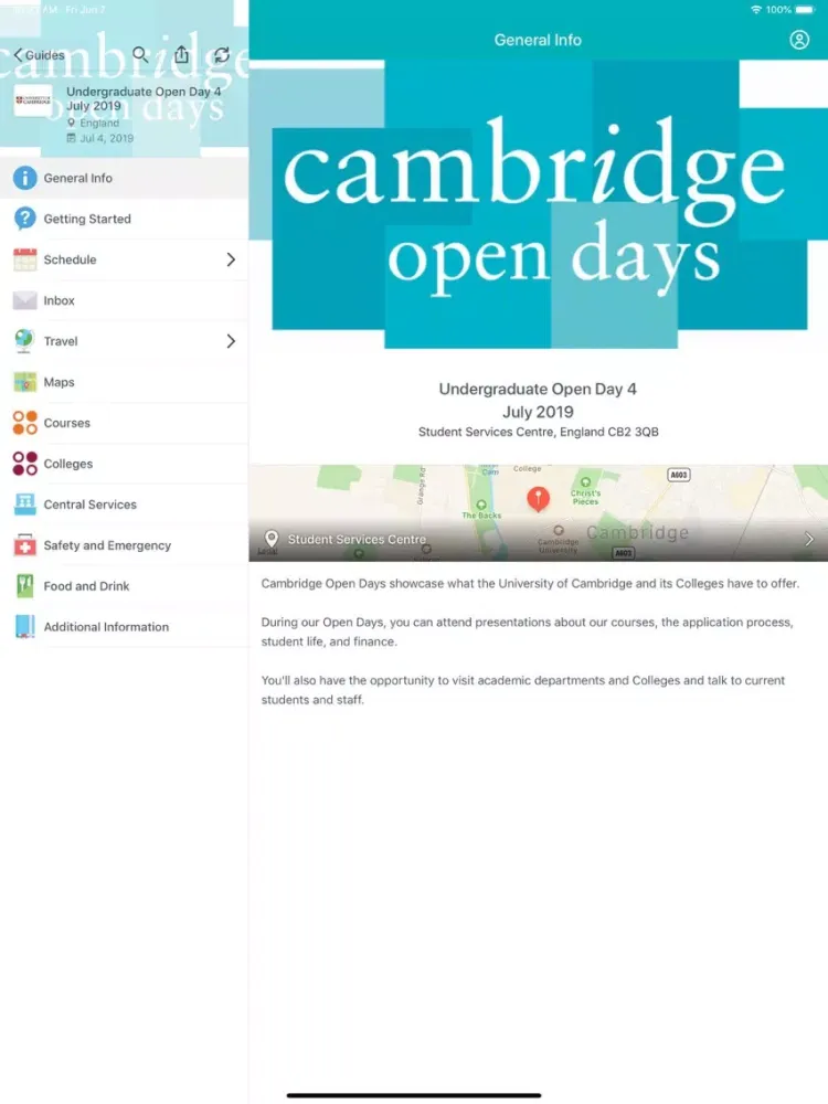 Cambridge Open Days iPad  스크린샷