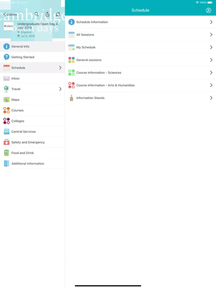 Cambridge Open Days iPad  스크린샷
