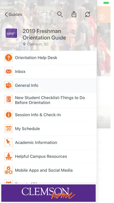 Ảnh chụp màn hình của Clemson University Events