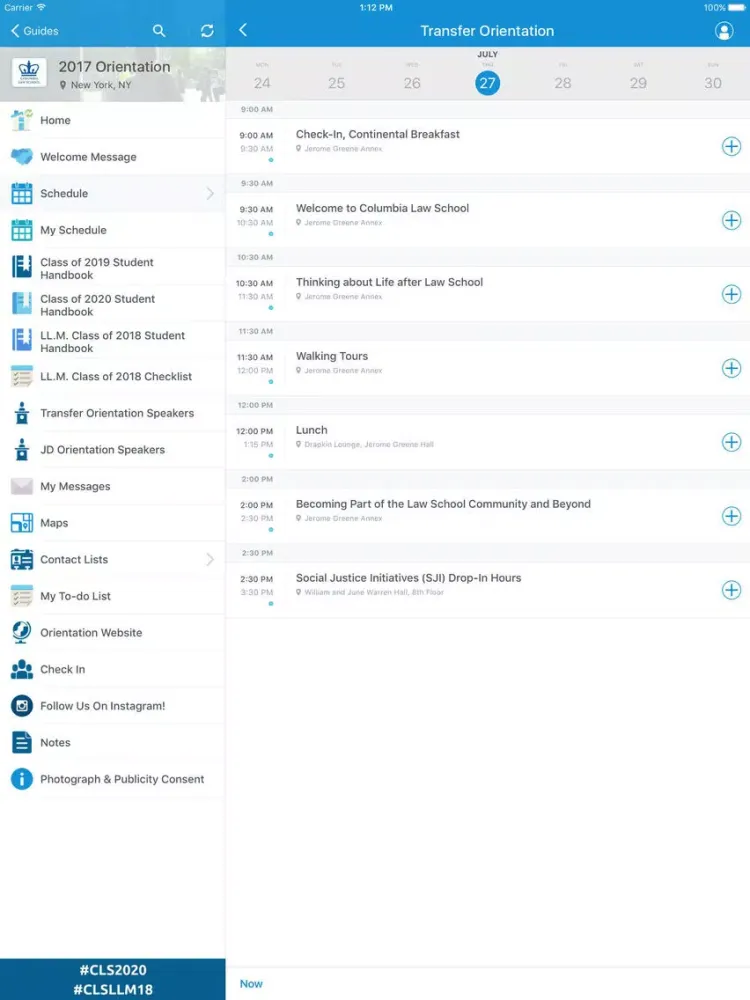 Columbia Law School Mobile iPad スクリーンショット