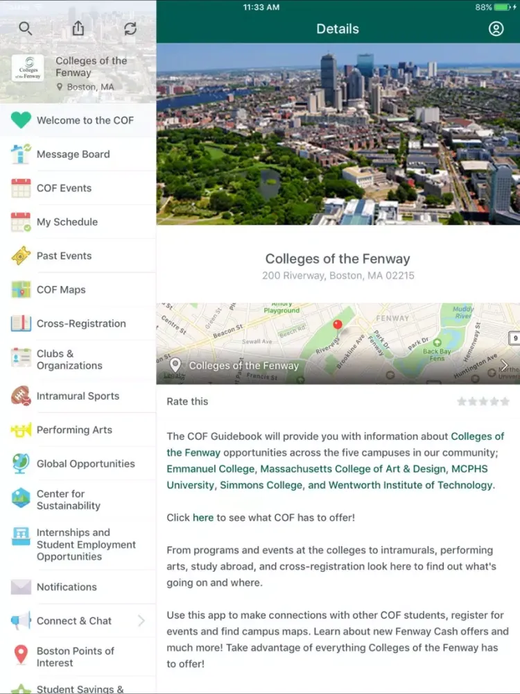 ภาพหน้าจอของ Colleges of the Fenway iPad 
