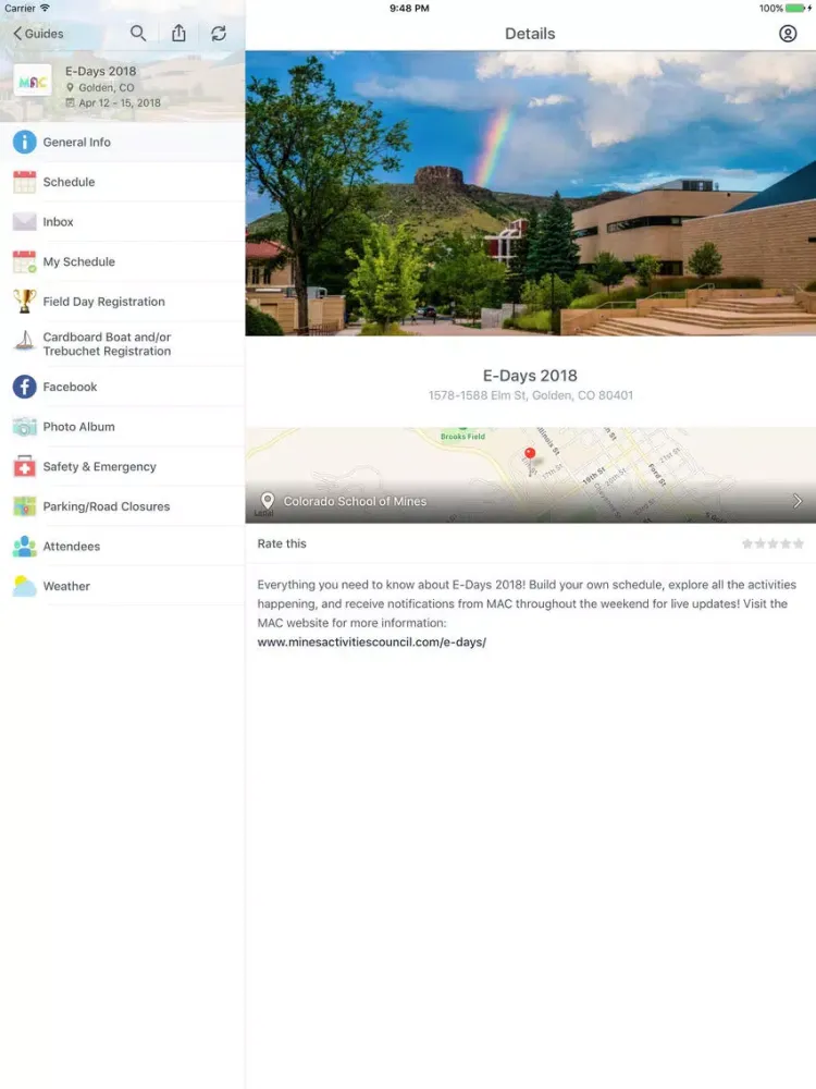 ภาพหน้าจอของ Colorado School of Mines iPad 