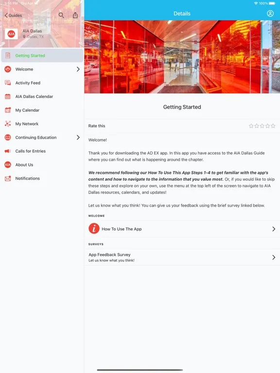 Zrzuty ekranu AIA Dallas iPad 
