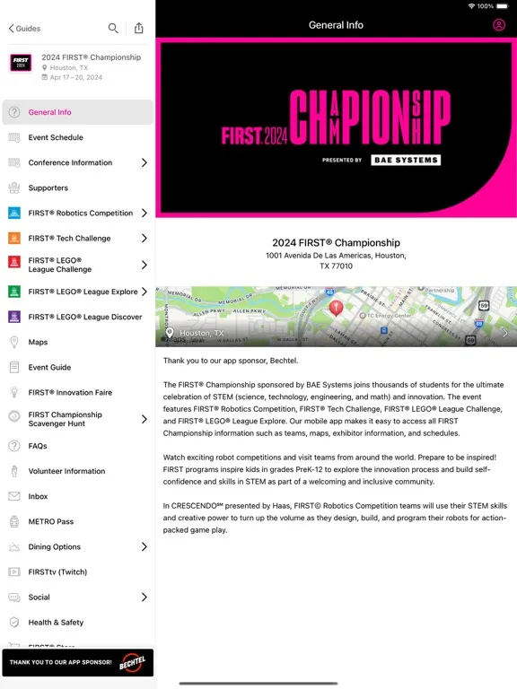 Capturas de tela do 2024 FIRST® Championship iPad 