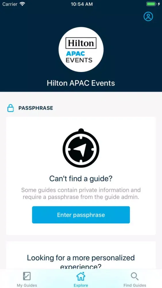 Ảnh chụp màn hình của Hilton APAC Events