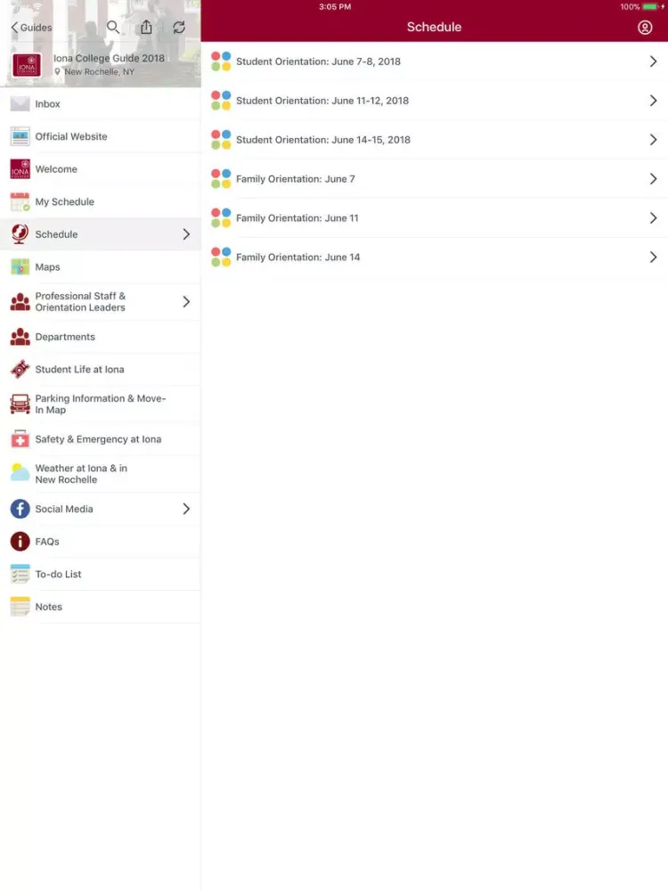 Ảnh chụp màn hình của Iona College Guide iPad 