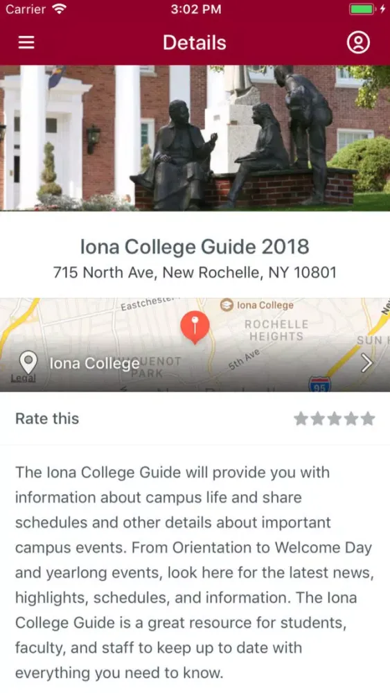 Ảnh chụp màn hình của Iona College Guide