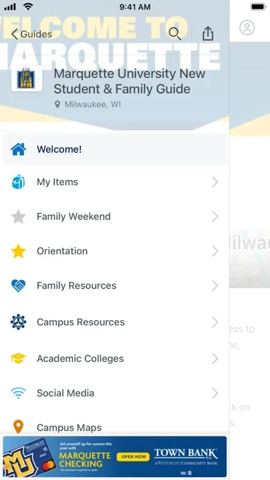 Capturas de tela do Marquette New Student & Family