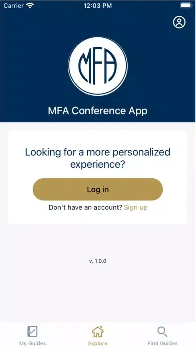 MFA Conference App Screenshots