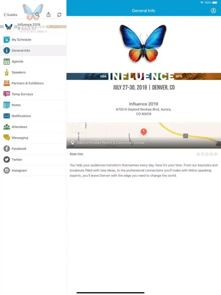 Tangkapan layar NSA Events iPad 