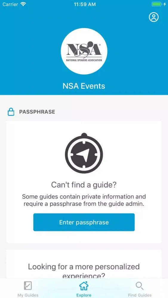 Tangkapan layar NSA Events