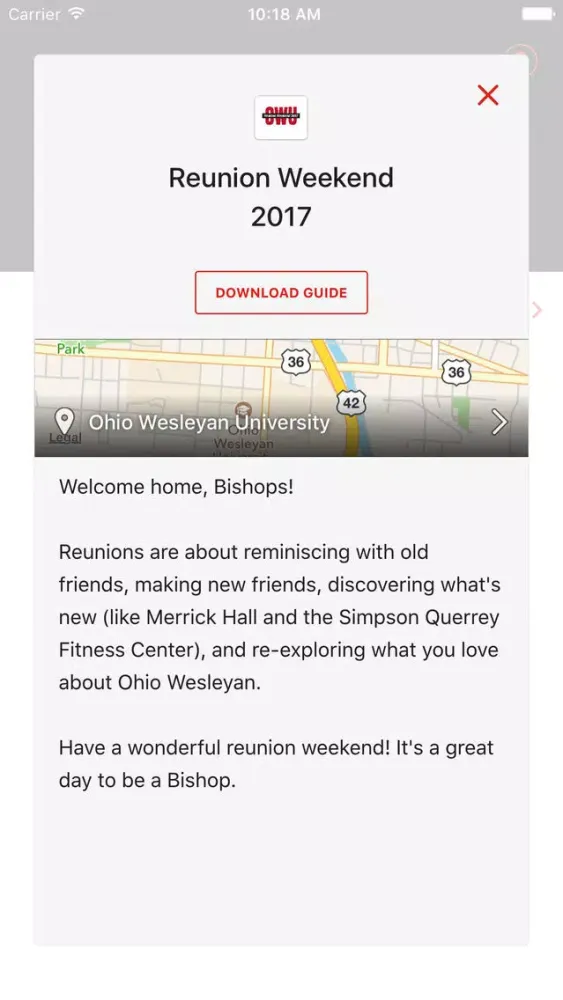 Bishop Guides for OWU Events स्क्रीनशॉट
