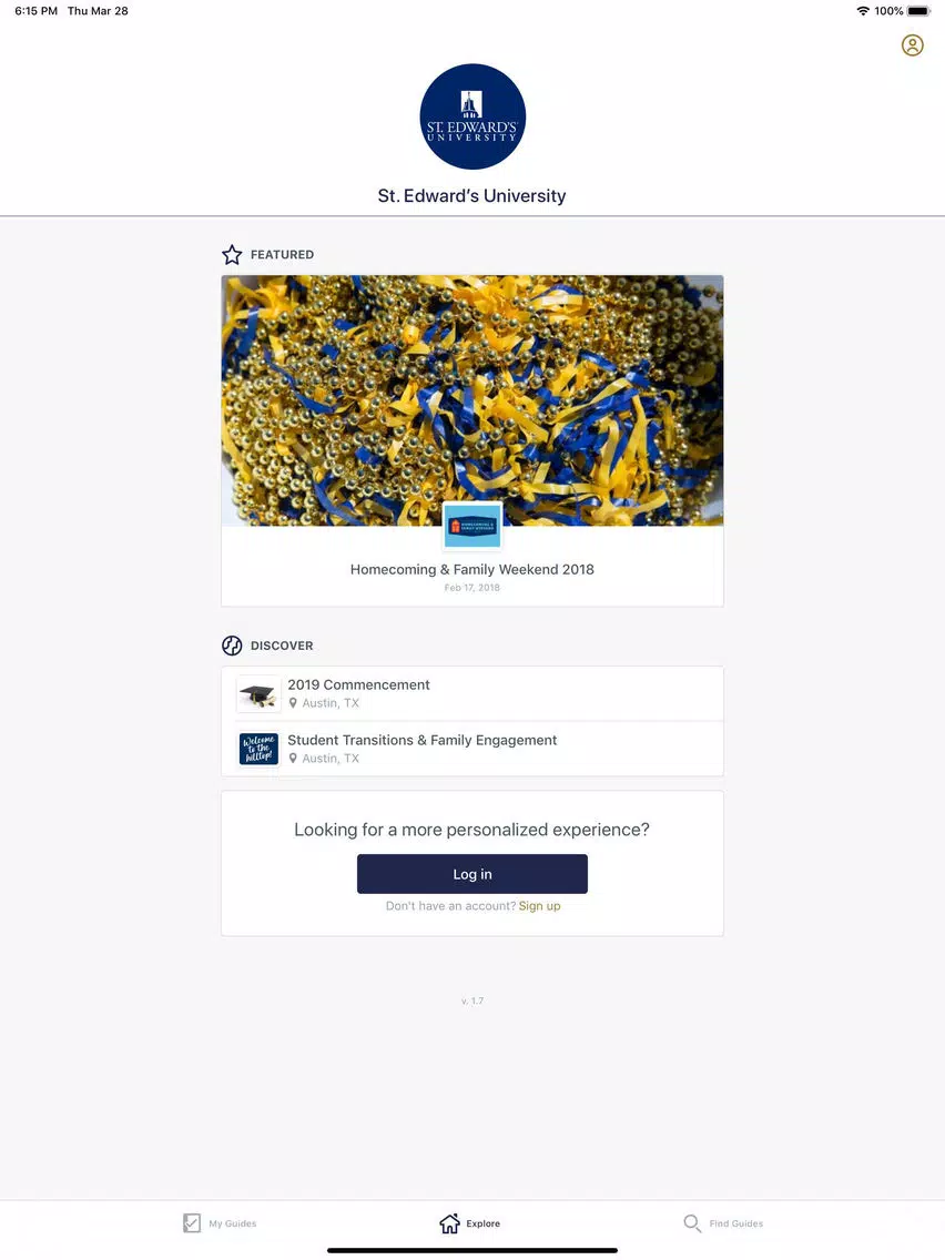 Tangkapan skrin St. Edward’s University iPad 